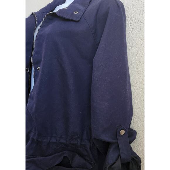 A New Day Navy Blue Lightweight Jacket XL Hip Length Zip & Button Front Pockets - Picture 2 of 7